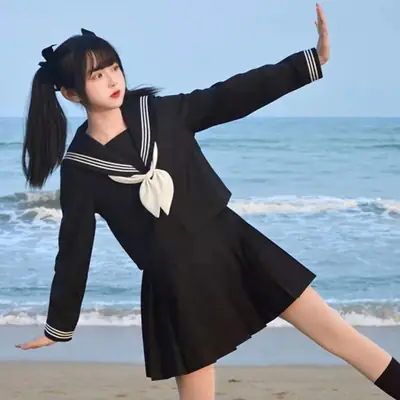 Black Japanese School Uniform Women's Suit