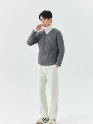 Men's Winter Quilted Cotton Padded Coat Gray