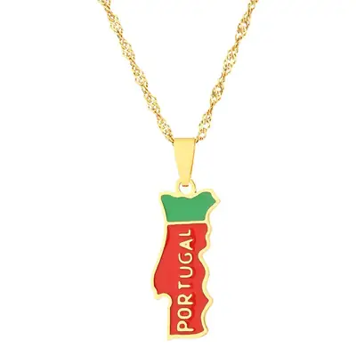 Stainless Steel Portuguese Map Necklace for Women