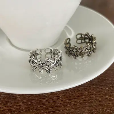 Lanzhi Cross 925 Silver Ring Women Hip Hop Jewelry