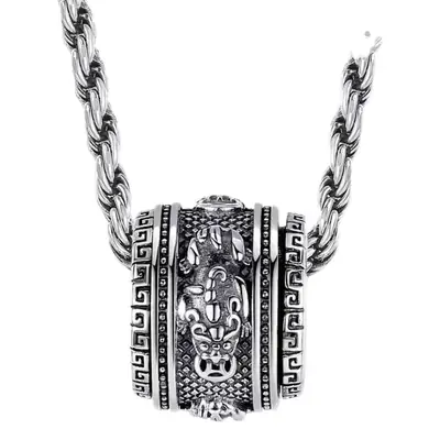 Vintage Thai Silver Pixiu Necklace Unisex Retro Art Accessory