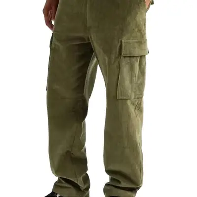 Men's 2025 Corduroy Loose Fit Pants Olive Green