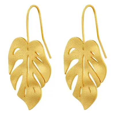 Gold Leaf Frosted Earrings for Women