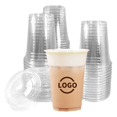 Pet Plastic Coffee Cup with 3 Types of Caps