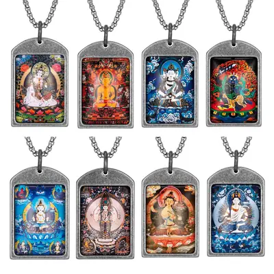 Titanium Zodiac Thangka Necklaces for Men Women