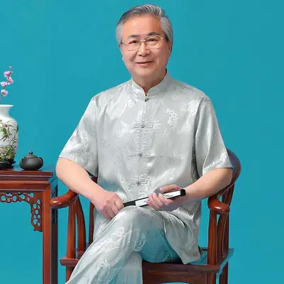 Middle-aged Ice Silk Tang Suit Men Summer Hanfu Wear