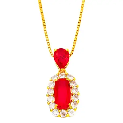 Red Gemstone Pendant Necklace for Women