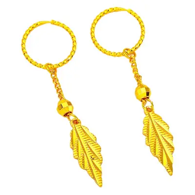 Gold Feather Tassel Earrings for Women