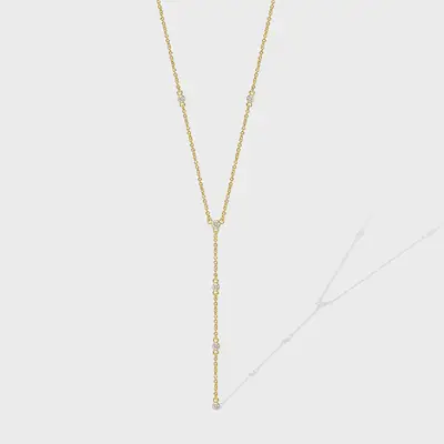 Gold Zircon Long Clavicle Necklace for Women