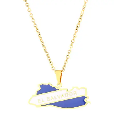 Men Women Couple Geometric Titanium Necklace with USA Flag Design