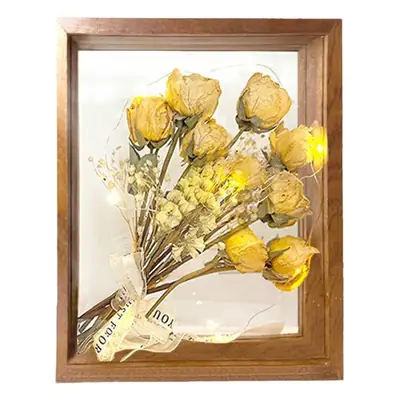 Dried Rose Photo Frame Double Sided Transparent Wooden