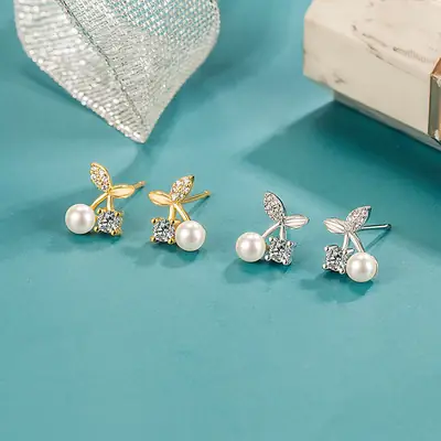 Girl's Heart Zircon Pearl Earrings 2022 Fashion