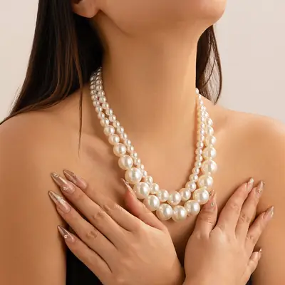 Multi-layer Pearl Choker for Women European American