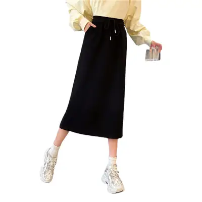 Black A-Line Skirt for Men 2022 Spring Autumn