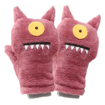 Plush Cartoon Monster Winter Gloves for Women