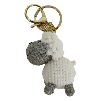 Knitted Cartoon Sheep Keychain with Pink Color