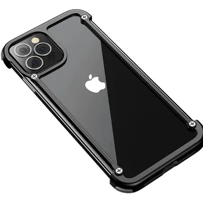 Anti-Fall Protective iPhone Phone Case Metal Frame Black
