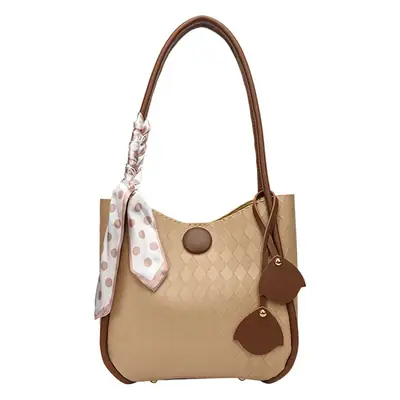 Women's PU Leather Woven Shoulder Bag Tan