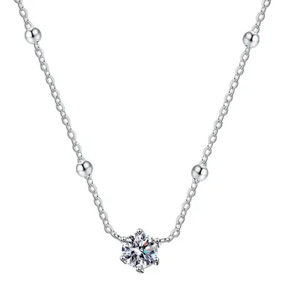 S925 Sterling Silver Pendant Moissanite Necklace Women's Plated pt950 Korean Style Gipsophila Six Claw D Color Mossanite Diamond Necklace