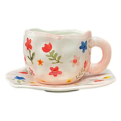Blue Heart Design Ceramic Coffee Cup & Saucer Set 300ml