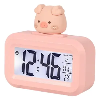 Cute Pink Pig Design Alarm Clock for Kids