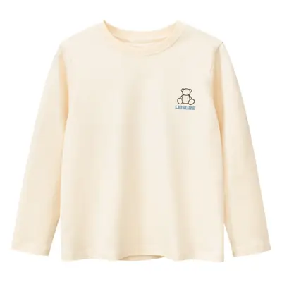 Korean Kids Long Sleeve T-Shirt Cream Cotton 2024