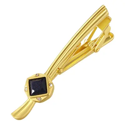 Silver Tie Clip with Blue Gemstone 5.6cm Laser