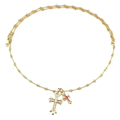 Cross-border jewelry full diamond Croix cross necklace wholesale women do not fade color lovers clavicle chain wholesale