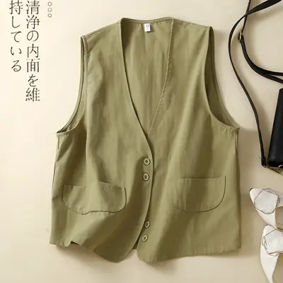 Women Sleeveless Cotton Vest 2026 Spring New Design