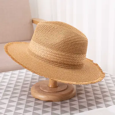 Women Straw Hat Summer Retro Large Bristle Sun Hat