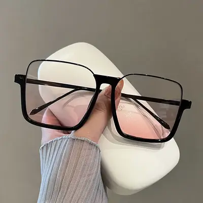 2022 Retro Large Frame Sunglasses Women's Online Celebrity Square Blush Slimming Plain Glasses Advanced Sense Sunglasses Lower Half Frame