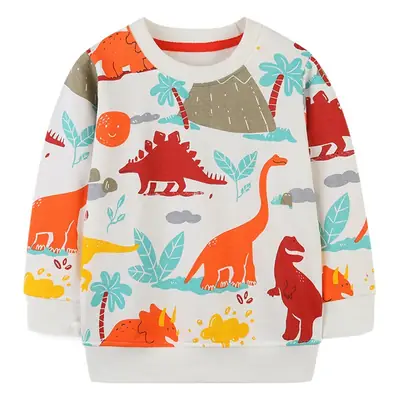 Cartoon Boys' Long Sleeve Sweater White Spring Autumn