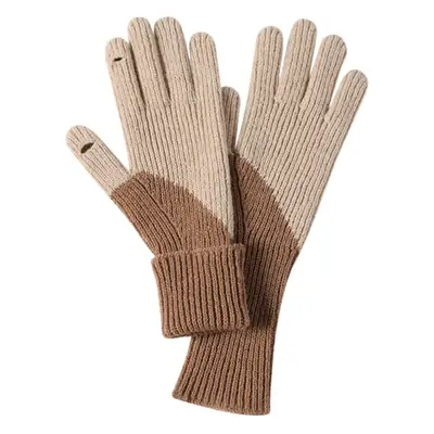 Winter Knitted Wool Gloves for Women, 46% Merino, Beige