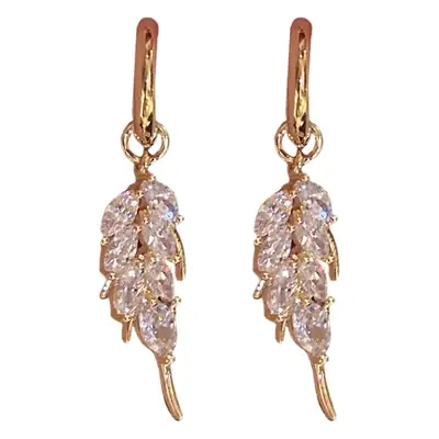 2022 New Zircon Leaf Ear Buckle Korean Design