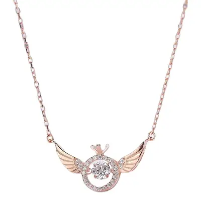 Angel Winged Heart Clavicle Necklace Gold Plated