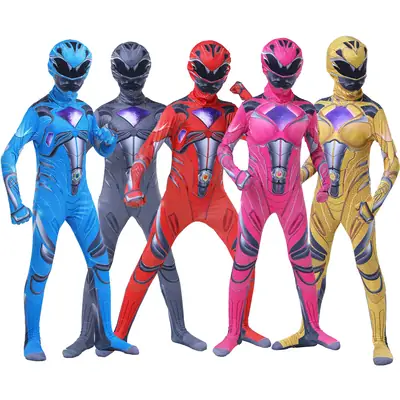Superhero Zentai Set Pink Dinosaur Battle Team Uniform