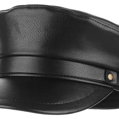 Navy PU Leather Newsboy Cap for Men Women