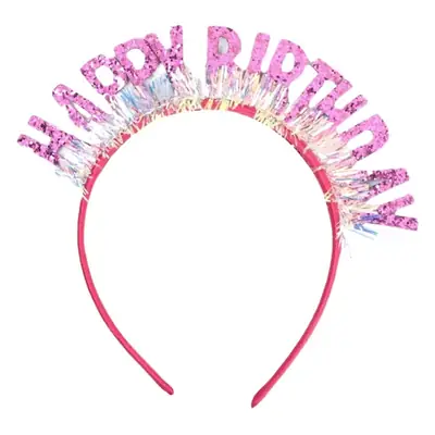 Laser Sequins Happy Birthday Hair Hoop Pink