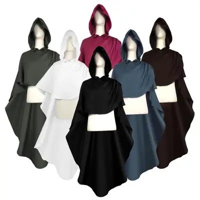 Black Hooded Medieval Knight Cloak Cosplay Set