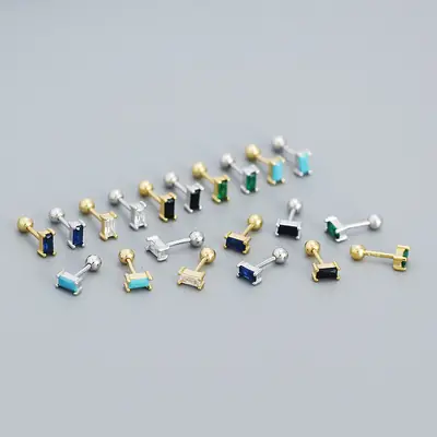 YHE0505 Gold Zircon Stud Earrings S925 Silver
