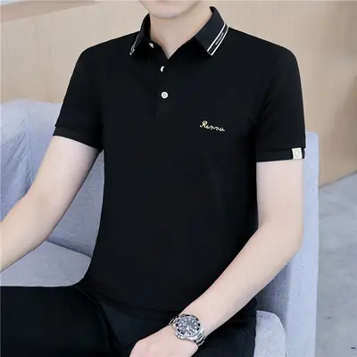 Men's Short Sleeve Polo T-Shirt Grey with Logo