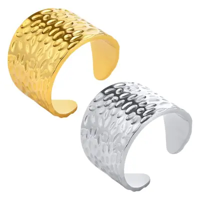 Stainless Steel Hammer Pattern Ring Women Men's R-649
