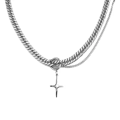 Titanium Cross Necklace for Men Women Hip Hop Style