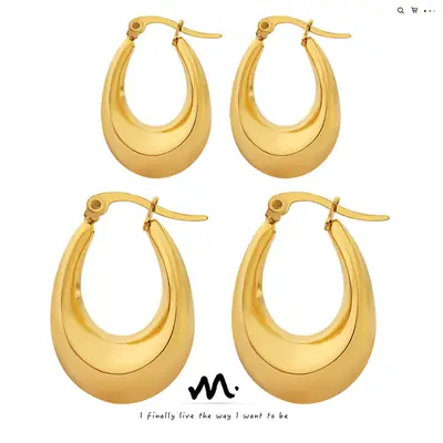 Gold Plated U-Shaped Earrings for Women