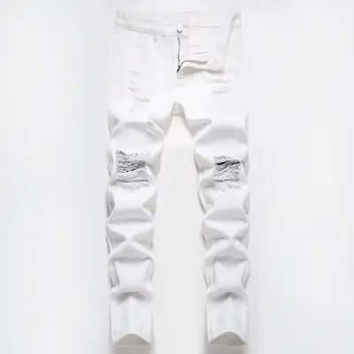 European American Boys Pure White Waist Wash Cotton Pants