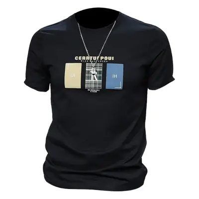 Men Korean Summer Letter T-Shirt Slim Fit Gray