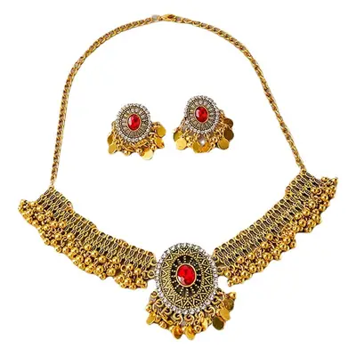Pearl Sequins Earrings Set Gold Vintage Necklace Earrings