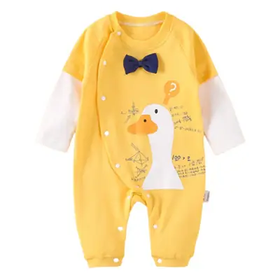 Baby Cotton Romper White Rainbow Print Long Sleeve