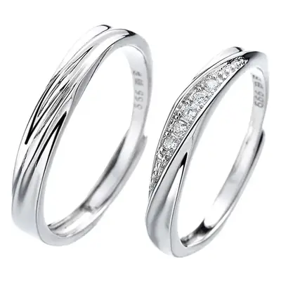Sterling Silver 999 Foot Silver Fashion Love Couple Ring Korean Simple Light Wave Ring High-end Sense for Girlfriend