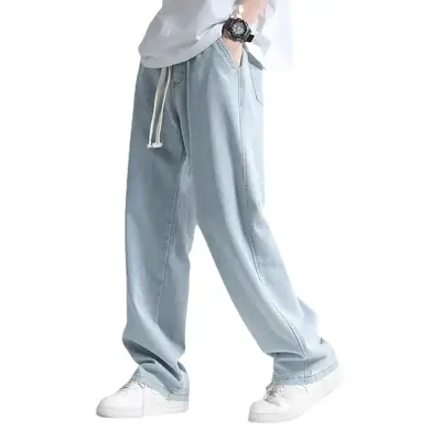 Men's Thin Straight-Leg Jeans 2024 Summer Loose Drape